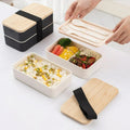 Wheat Straw Bamboo Lid Tableware Set Lunch Box