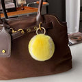 Faux Rabbit Fur Tennis Ball Keychain