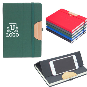 Leather Covered Journal Notebook With Phone Stand