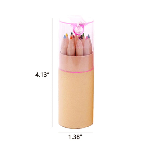 12 Colored Pencils In Tube W/Sharpener