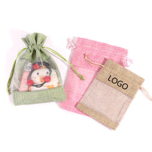 Transparent Window Hemp Rope Bundle Drawstring Bag