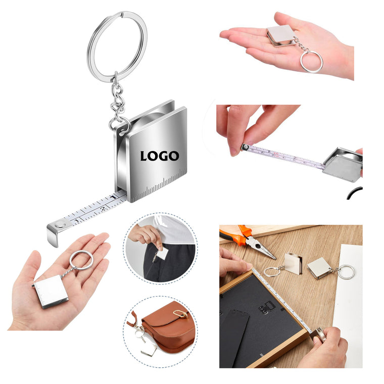 Zinc Alloy Square Steel Tape Measure Keychain