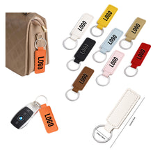 Rectangular Pu Leather Keyring With Metal Ring