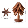 Foldable Wooden Christmas Tree Coaster Set