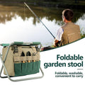 Garden Detachable Tool Storage Bag With Folding Stool