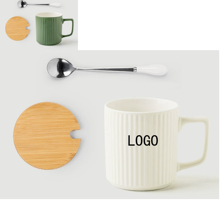 Wood Lid Ceramic Coffee Mug