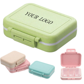 3-Grid Wheat Straw Sealed Daily Medicine Storage Boxes