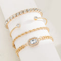 Diamond-encrusted Alloy Bracelet Set