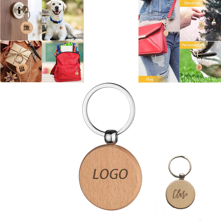 Beech Wood Round Keychain