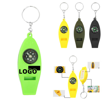 4 In 1 Whistle Compass With Thermometer And Magnifier