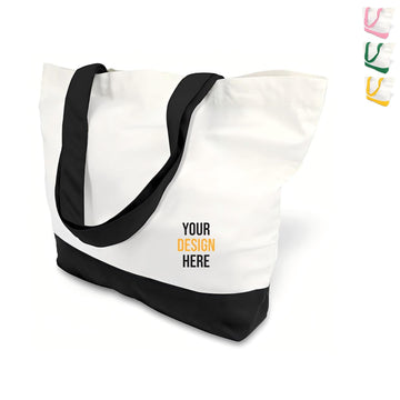 Two-Tone Reusable Cotton Canvas Tote Bag