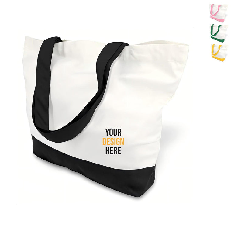 Two-Tone Reusable Cotton Canvas Tote Bag