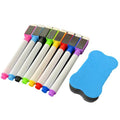 Set Of 8 Magnetic Dry Erase Markers With Whiteboard Eraser