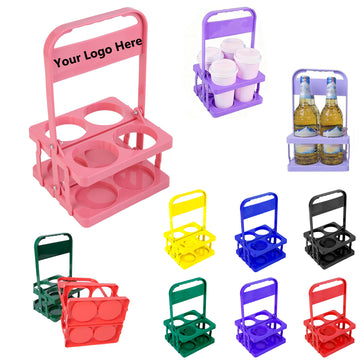 Portable 4-Hole Folding Beer Basket With Handle