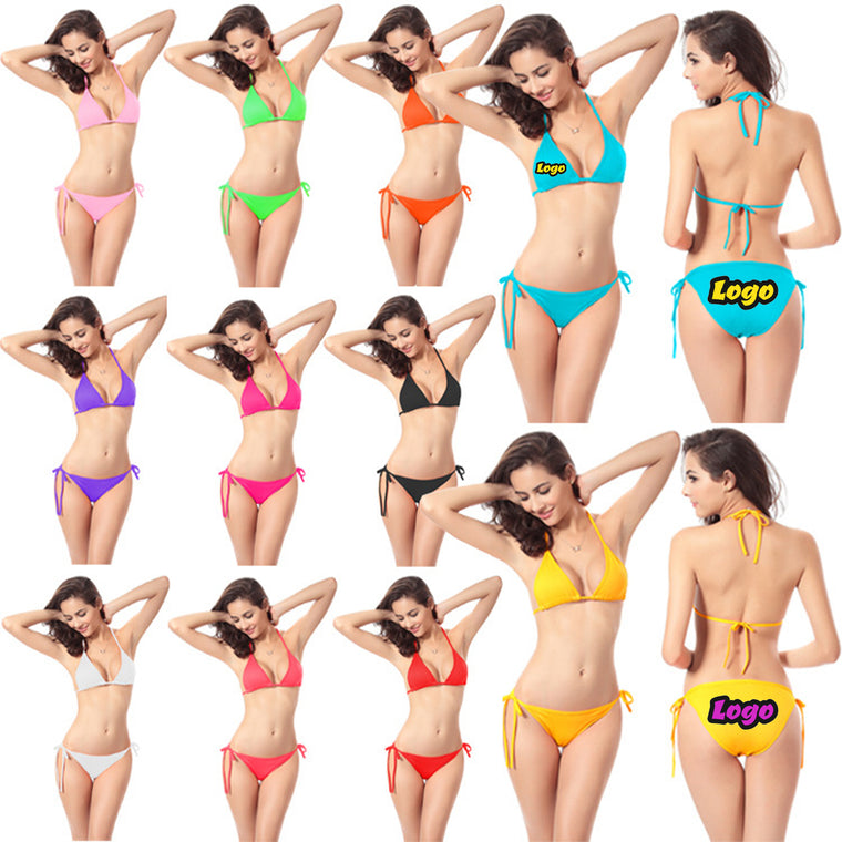Simple Women'S Solid Colored Swim Split Set