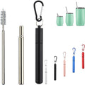 Portable Telescopic Metal Straws With Carabiner