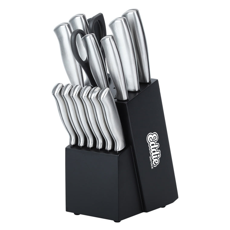 15-Piece Stainless Steel Kitchen Knife Block Set