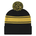 Two Tone Pom Striped Long Beanie Hat
