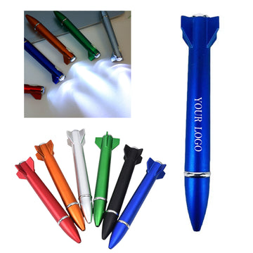 Plastic Rocket Shape Gel Rollerball Pen With Top Light