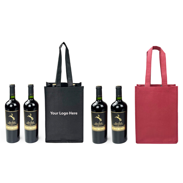 Non-Woven 2-Bottle Wine Tote Bag with Handle and Divider