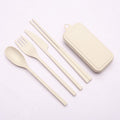 Wheat Straw Foldable Cutlery Set With Case