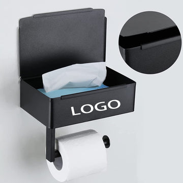 Black Toilet Paper Holder with Shelf