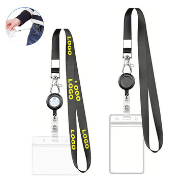 Retractable Clear Id Card Holder With Neck Lanyard