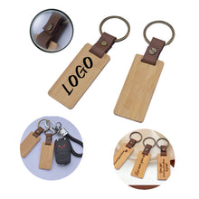 Wood Keychain with Leather Strap
