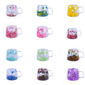 Double Walled Dried Flowers Glass Cups With Handle
