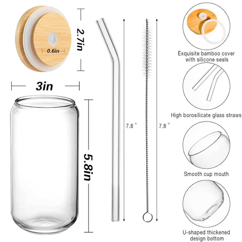 16 oz Borosilicate Glass Straw Cup