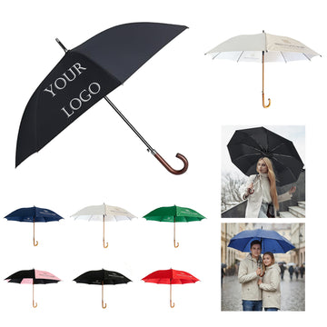 Custom Logo Auto Wooden Handle Business Umbrella