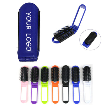 Portable Folding Hair Brush With Mirror