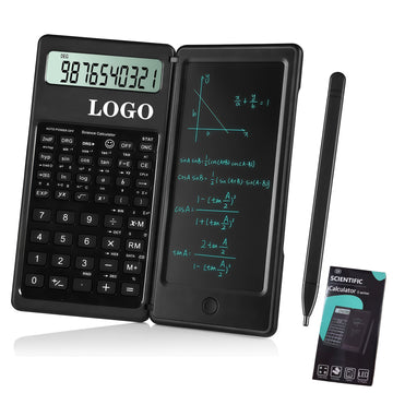 Foldable Calculator with Erasable LCD Writing Tablet