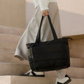 Lightweight Quilted Puffer Tote Bag With Zipper