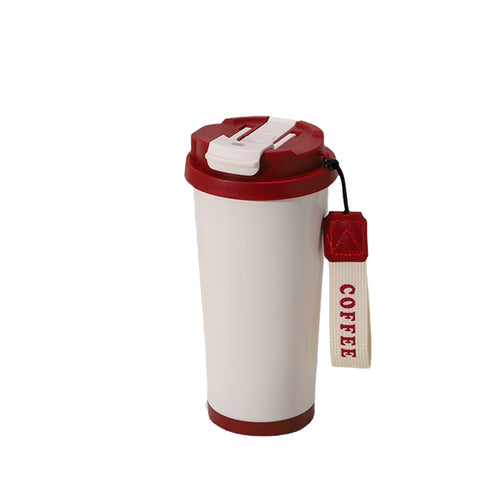 18 Oz Stainless Steel Coffee Mug With Straw