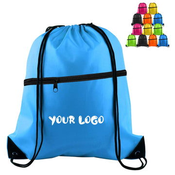 Cinch Bag Sackpack With Zipper For School Yoga Sport Gym