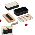 2 Layers Compartment Lunch Bento Box W/ Bamboo Lid & Cutlery