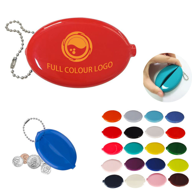 Oval Sof-Touch Squeeze Coin Purse Keyring