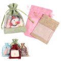 Large Linen Window Drawstring Bag
