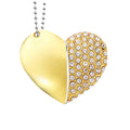 Heart-Shaped Usb Flash Drive 16Gb Crystal Necklace