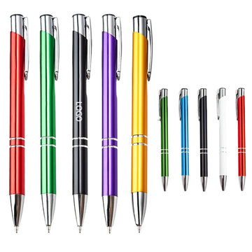 Metallic Aluminum Double Ring Ballpoint Pen