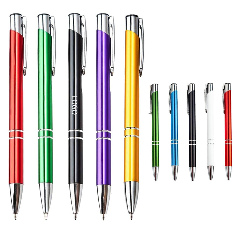 Metallic Aluminum Double Ring Ballpoint Pen