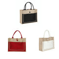 Natural Jute Tote Bag with Cotton Pocket