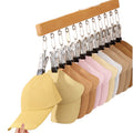 Wooden Cap Organizer Hanger With 12 Stainless Steel Clips