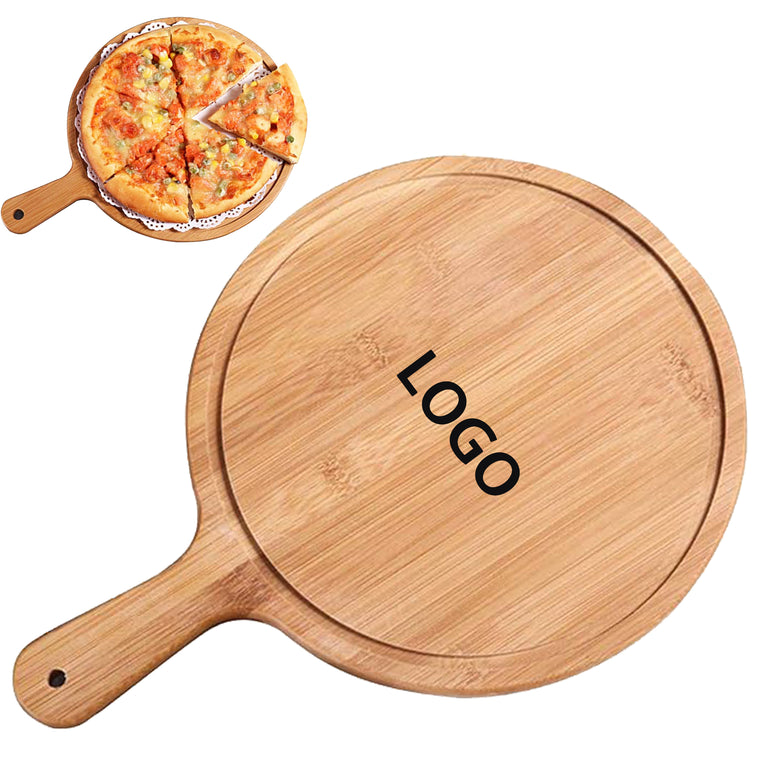 Pizza Peel Round Bamboo Cutting Board With Handle