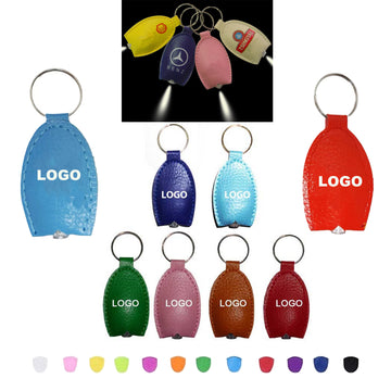 Pu Leather Led Flashlight Keychain
