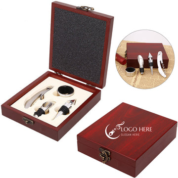 Classical Redwood 4 - Piece Wine Tool Gift Set