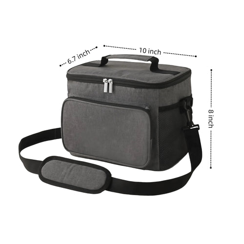 10L Insulated Lunch Cooler Bag with Pockets & Shoulder Strap