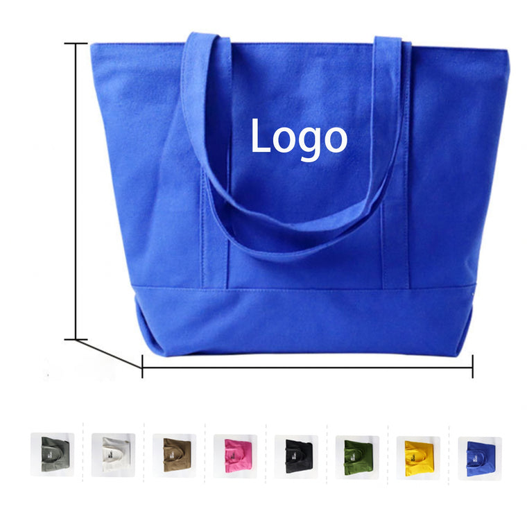 Large Canvas Zippered Tote Bag