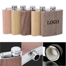 6 oz Rustic Wood-Wrapped Stainless Steel Flask